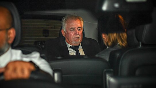 Developer John Woodman leaving the IBAC hearing in 2019.