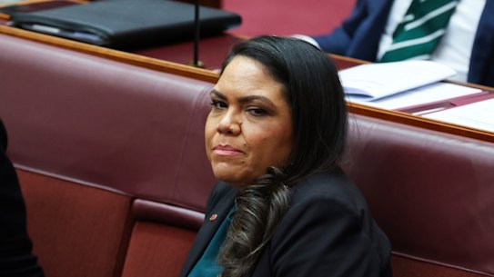 Senator Jacinta Nampijinpa Price in parliament last week.