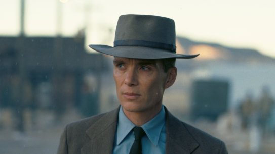 This image released by Universal Pictures shows Cillian Murphy in a scene from “Oppenheimer.” (Universal Pictures via AP)