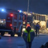 This image made from video provided by Nova TV shows emergency service workers beside a burnt out bus with emergency services in Bosnek, Bulgaria.