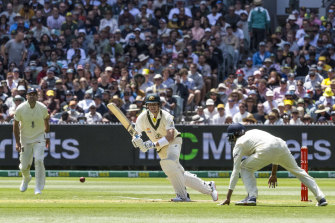 Steve Smith scores some runs during the Boxing Day Test.