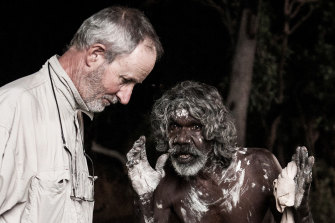 Rolf de Heer and David Dalaithngu on the set of  Charlie’s Country in 2013.