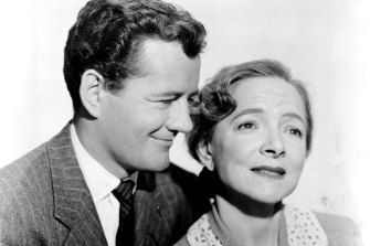 Lucille Jefferson (Helen Hayes, right) condemns her son John (Robert Walker, left) of being a communist spy in the 1952 drama My Son John.