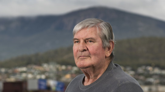 Former Richmond champion Royce Hart near the site of the proposed new Hobart stadium.