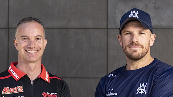 Renegades coach Michael Klinger, left, and captain Aaron Finch.