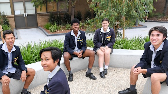 Westbourne Grammar students (left to right) Shakeel Manuel, Tasha Gacutan, Divine Emezie, Ruby Tripodi and Will Stomann.