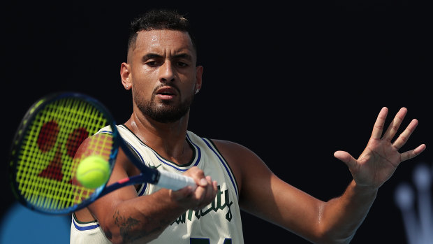 Kyrgios was put through his paces by Hewitt at Ken Rosewall Arena on Friday.