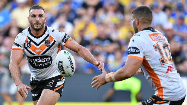 Insult to injury: Robbie Farah didn't return from a head knock early in the Tigers' massive loss to Parramatta.