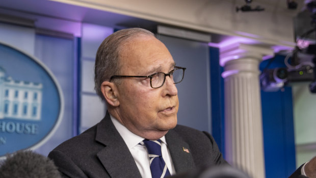 Larry Kudlow, director of the U.S. National Economic Council, speaks during a White House briefing on Tuesday.