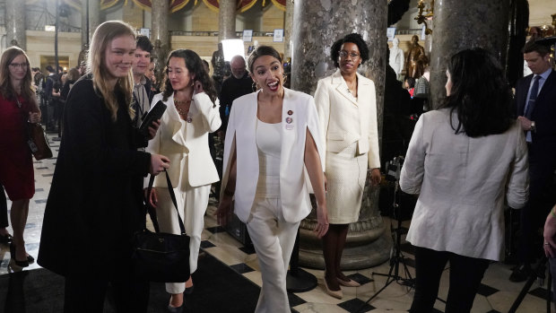 Congresswoman Alexandria Ocasio-Cortez arrives at the Capitol.