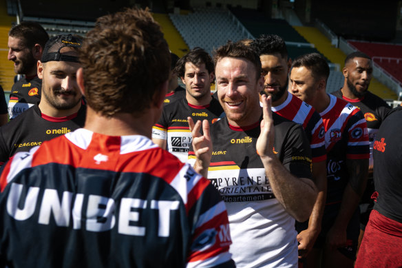 James Maloney enjoys an opposed session against his former club the Roosters last year.