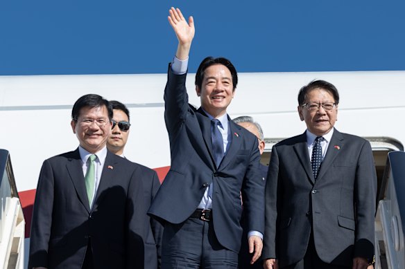 Taiwanese President Lai Ching-te (centre) in May.
