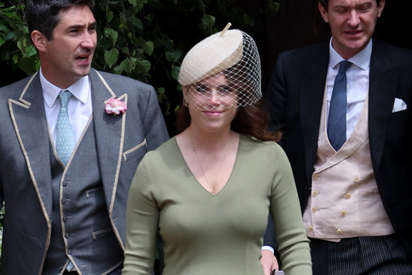 Princess Eugenie of York smiles after the wedding ceremony.