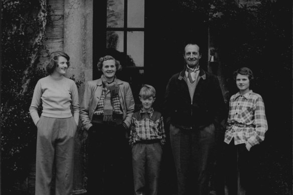 Daphne du Maurier at home at Menabilly in 1951 with her children, from left, Tessa, Kit and Flavia, and husband Ian Constable-Maxwell.