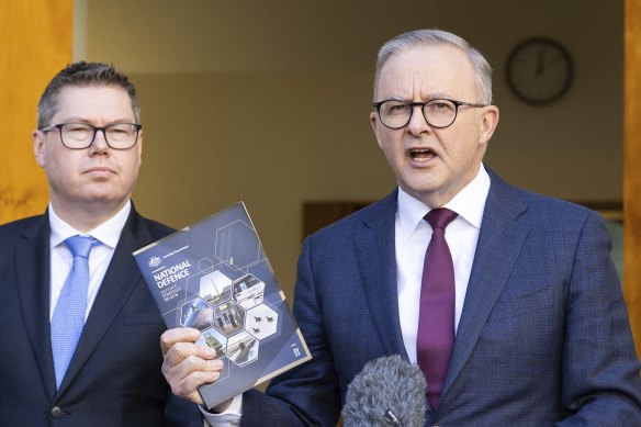 Defence Industry Minister Pat Conroy and Prime Minister Anthony Albanese release the defence strategic review.