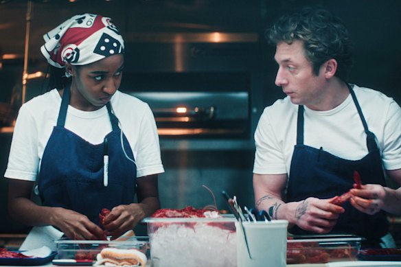 Ayo Edebiri stars as Sydney Adamu and Jeremy Allen White stars as Carmen “Carmy” Berzatto.