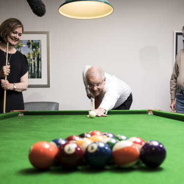 Scott Morrison poses for the cameras with the member for the marginal seat of Corangamite, Sarah Henderson.
