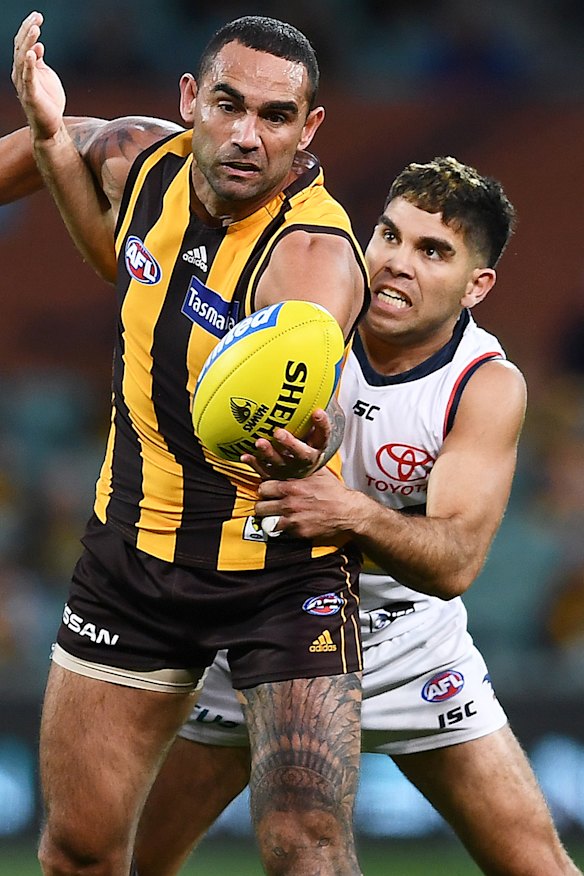 Stengle pressures Shaun Burgoyne during his two years at Adelaide.