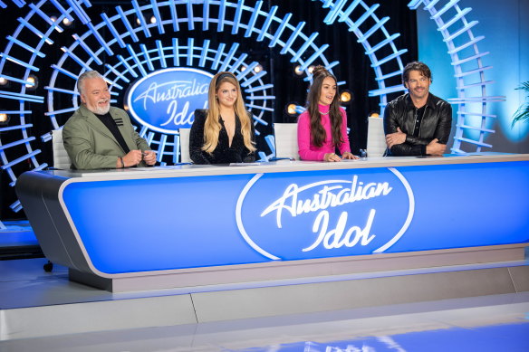Australian Idol judges (from left) Kyle Sandilands, Meghan Trainor, Amy Shark and Harry Connick jnr.