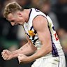 That winning feeling: Fremantle’s Josh Treacy.