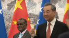 Solomon Islands Foreign Minister Jeremiah Manele, left, and Chinese Foreign Minister Wang Yi in 2019.