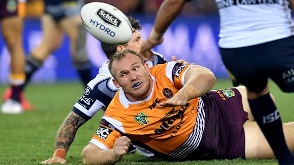 The NRMA is putting pressure on the Broncos over Matthew Lodge. After all, its logo is on his jersey.