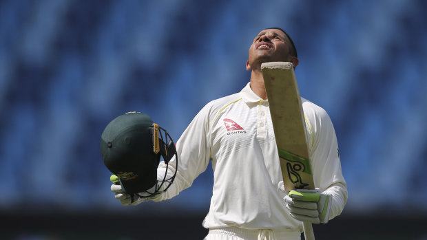 Emotions: Usman Khawaja had some choice words for his critics after his outstanding knock.