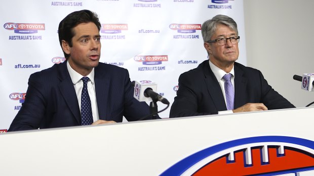 Gillon McLachlan (left) and Mike Fitzpatrick.