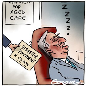 Matt Golding cartoon on Aged Care Minister Richard Colbeck.