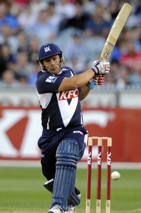 Aaron Finch bats for Victoria in 2011