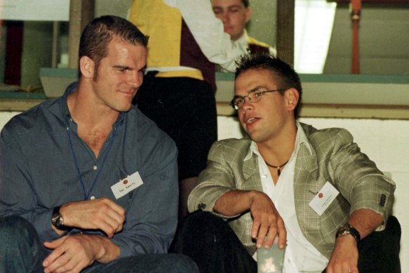 Roberts with Lachlan Murdoch in 1997. Murdoch and wife Sarah are supporters of Qtopia through their foundation.