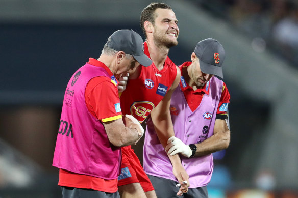 Gold Coast’s star ruckman Jarrod Witts succumbed to injury in round three.