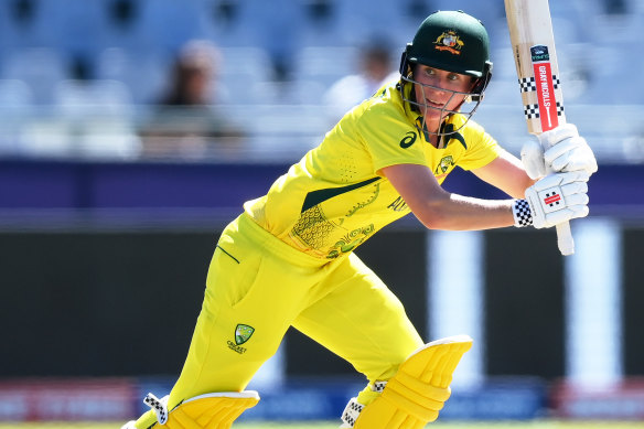 Beth Mooney in action during the T20 World Cup.