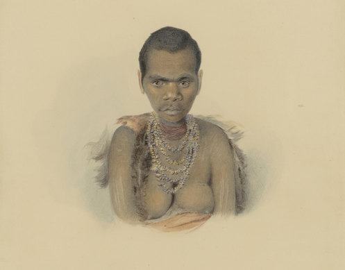 Truganini (mislabelled as Fanny) by Thomas Bock, ,1836.  Copyright - The Trustee’s of the British Museum
