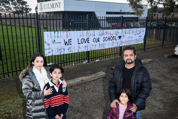 Parents Sweta and Vijay Jaswal, with son Shaurya and daughter Reanna, are looking for a new school for their son after Colmont’s sudden collapse.