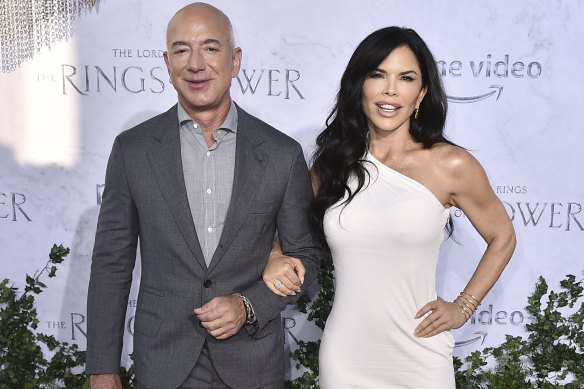 Amazon founder Jeff Bezos with Lauren Sanchez at the premiere.