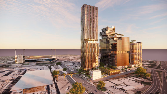 Woolloongabba’s proposed $1.2 billion Station Square, by developers Trenert, which could house Brisbane Metro bus connections, residences and businesses and reshape the Gabba.