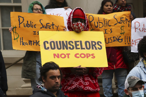 Advocates for people with mental illnesses protest against New York City Mayor Eric Adams’ plan to force people from the streets and into mental health treatment. 