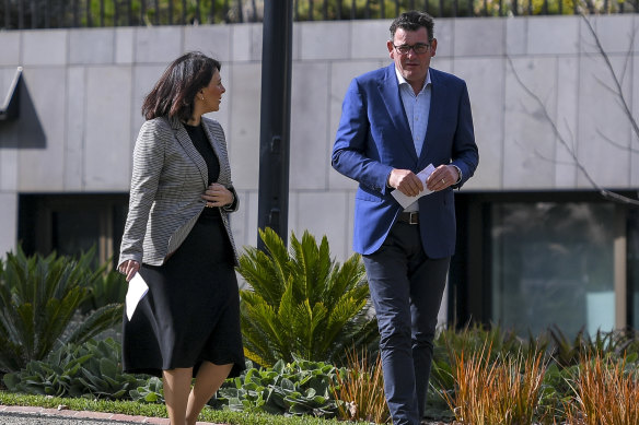 Marlene Kairouz with Daniel Andrews in April 2020.