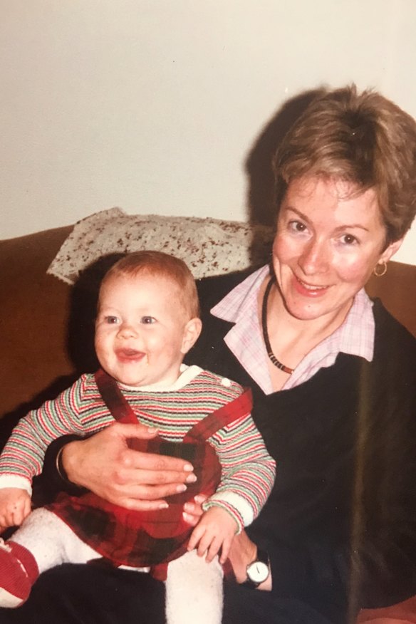 Rebecca Featherstone as a baby, with her late mother, Judy.