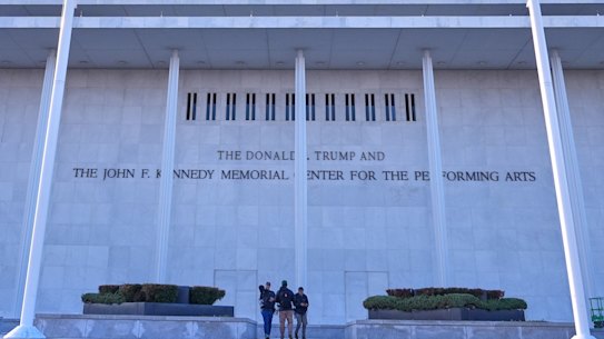 New signage, The Donald J. Trump and The John F. Kennedy Memorial Centre For The Performing Arts, has been unveiled on the Kennedy Centre.