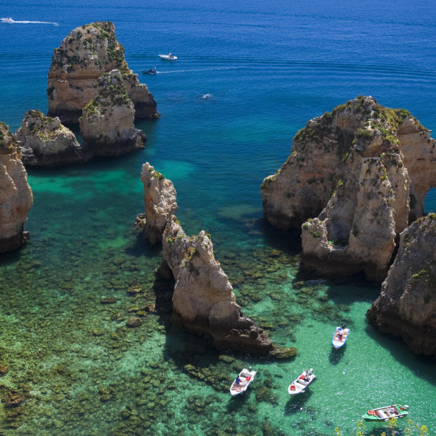 Swap yachts on the French Riviera for shades of turquoise on the Lagos Coast, Portugal.