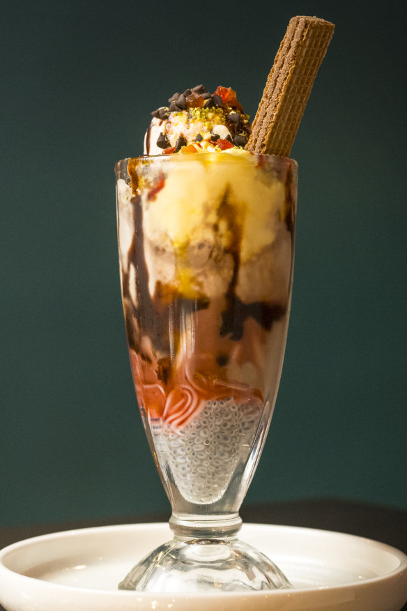 Dessert Corner’s Glory Falooda riffs on a Mughlai cold dessert made with vermicelli.