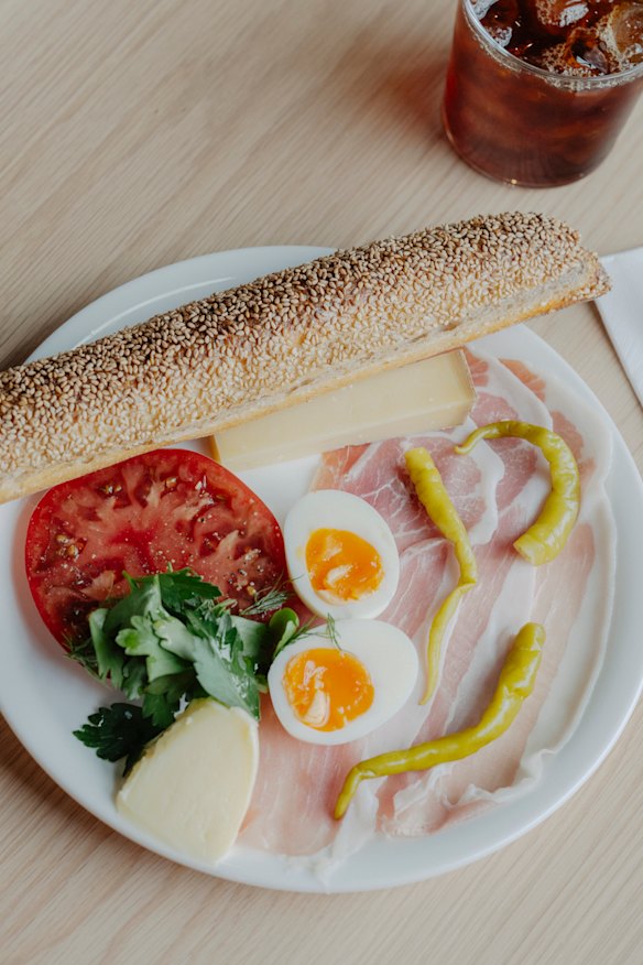 Baker’s plate served with a sesame ficelle loaf.
