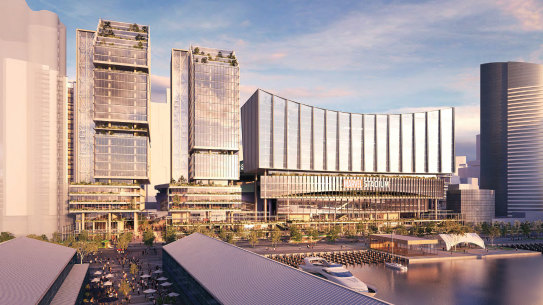 An artist’s render of the proposed development of three towers at 140-160 Harbour Esplanade.