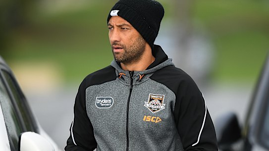 Benji Marshall's kissed a reporter at training on Wednesday.