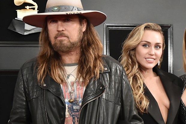 Billy Ray Cyrus, Miley Cyrus and Tish Cyrus at the Grammy Awards at Staples Center on February 10, 2019 in Los Angeles, California.