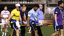Siulagi Tuimalatu-Brown is stretchered off the field.