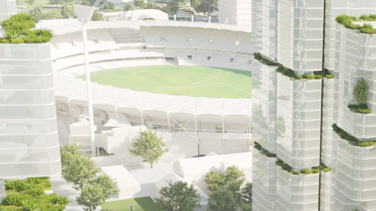 An indicative render of the proposed Woolloongabba priority development area.