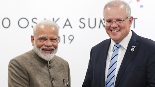 Indian Prime Minister Narendra Modi with Scott Morrison.